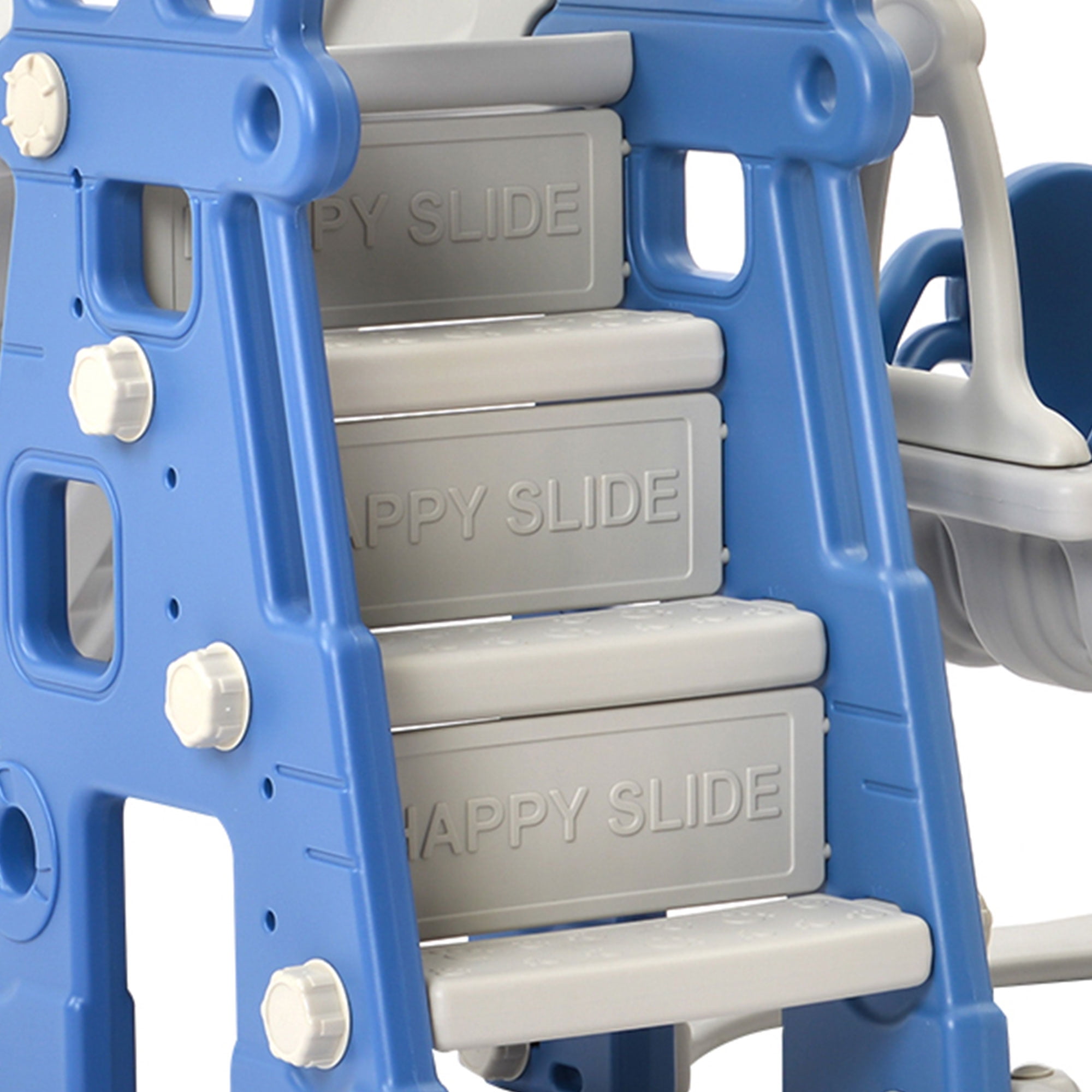 EUROCO 6 in 1 Toddle and Swing Set with Adjustable Swing and Slide Height, Rocket Swing Set with Basketball Stand