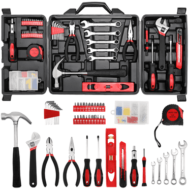 TLGREEN 147 Pieces Tool Set,Basic Household Repair Tool Kit with Storage ToolBox, Hammer,Wrench, Pliers, for Home, Car, Garage