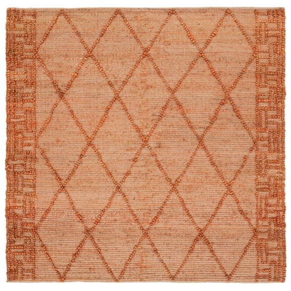 SAFAVIEH Natural Fiber Wystan Geometric Area Rug, Orange/Natural, 6' x 6' Square