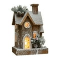 thumbnail image 2 of Estatua de casa de nieve navideña, decoración navideña con luz, mesa creativa Marrón, 2 of 9