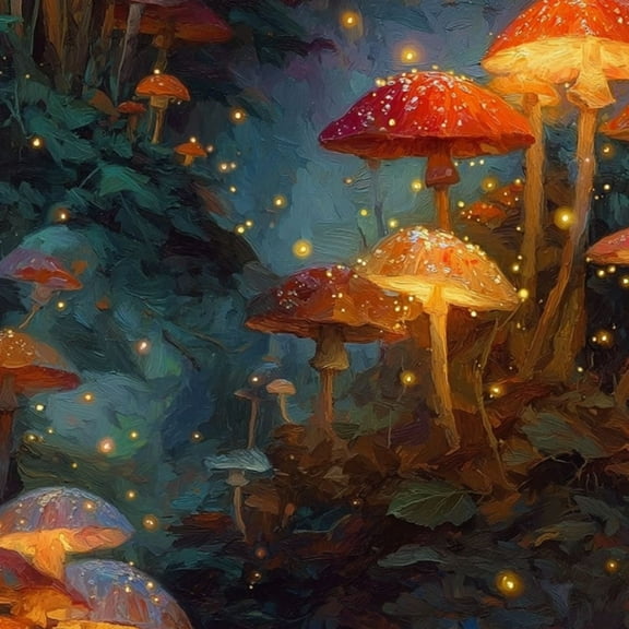 Peel and Stick Wallpaper Enchanting Glowing Mushrooms Mystical Forest Fireflies Wall Mural 17.7in x 9.8ft Self Adhesive Removable Wall Paper Renter Friendly Wallpaper for Bedroom Cabinets