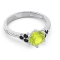thumbnail image 3 of Diamond-Capitals 2.15 Carat New Round Cut Peridot & Black Onyx Gemstone Engagement Ring for Fiancee 18K White Gold Size 4, 3 of 7