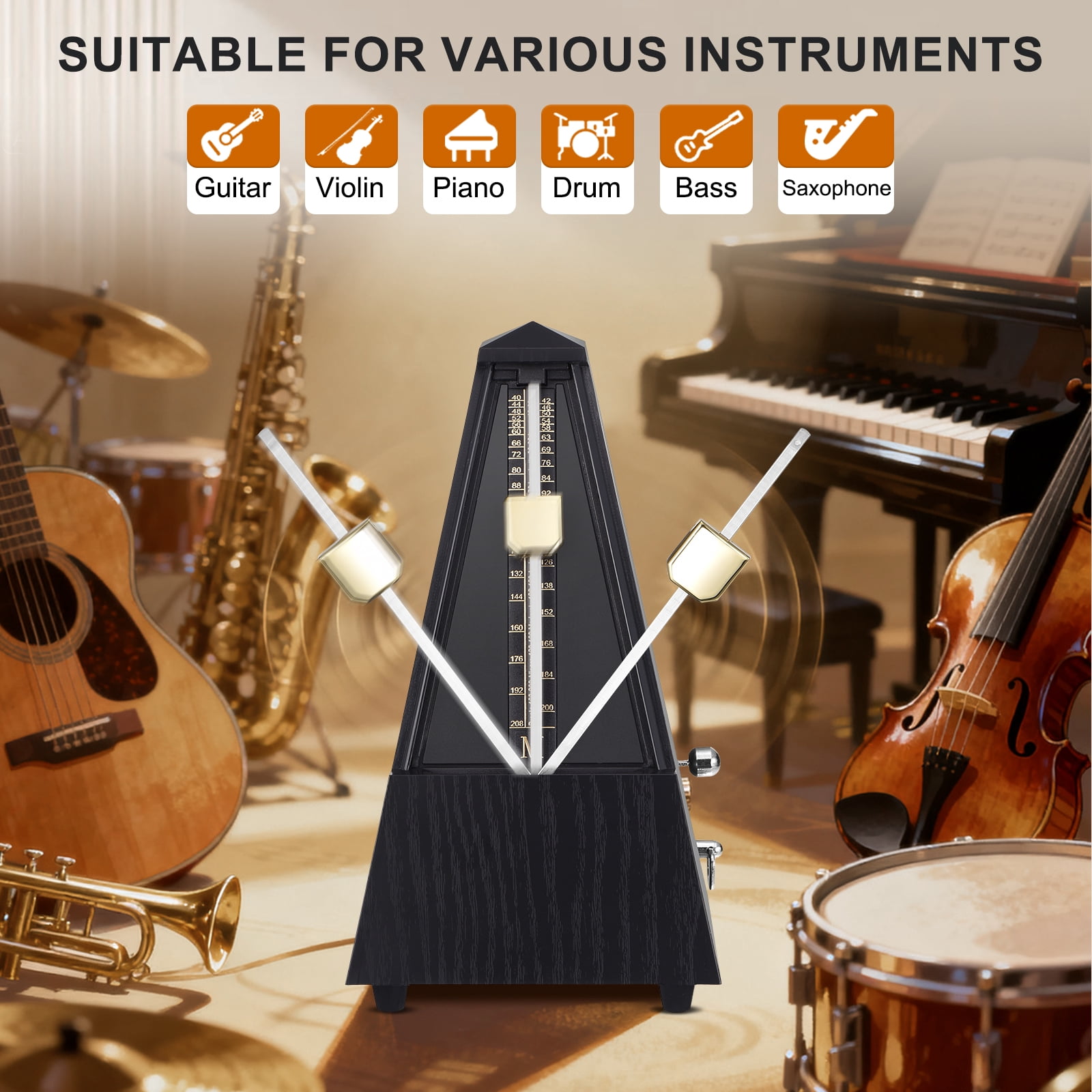 Mechanical Metronome for Piano Guitar Bass Violin Drums with Loud Sound and High Precision