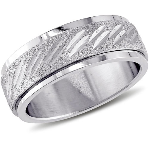 Stainless Steel Black 2 Color Star Spinning Flat Band Ring