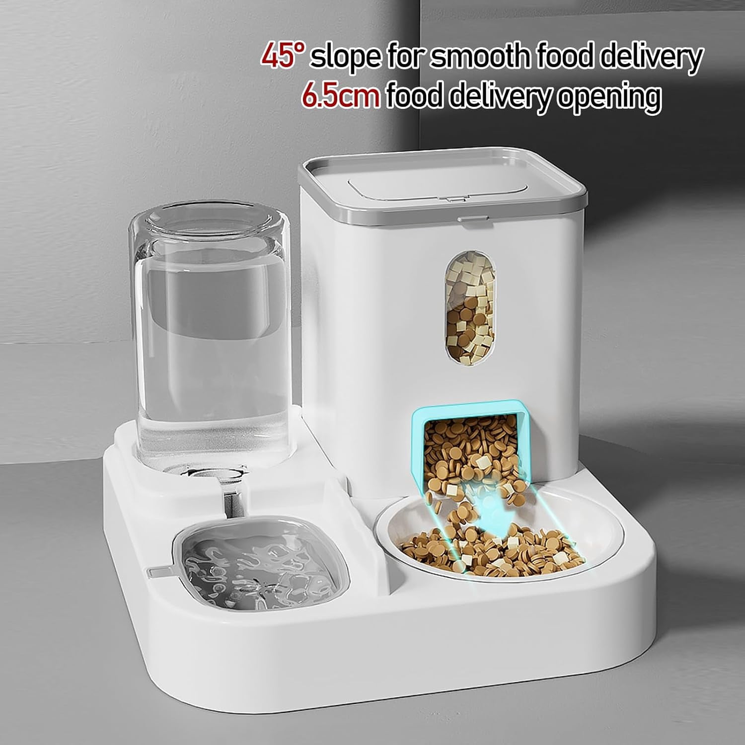 RKXQT Automatic Cat Feeders - Cat Feeder Automatic with Ceramic Bowl, Cat Automatic Feeder for Small Medium Kitten Puppy Pets, Gray