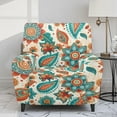 thumbnail image 2 of FKELYI Recliner Slipcover Stretchy Reclining Chair Cover with Pocket Art Boho Flower Leaf Print Non-Slip Sofa Couch Covers 4 Pcs Furniture Protective Covers, 2 of 7