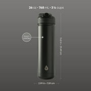 TAL 26oz Stainless Steel Ranger Water Bottle with Easy Sip Straw, Black