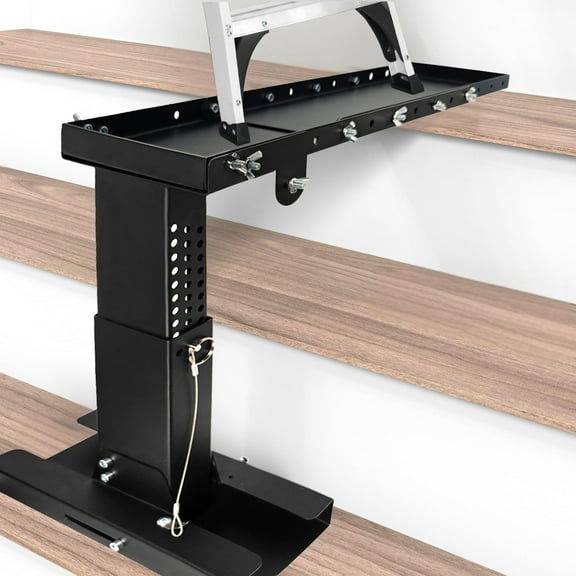 Ladder Extender Pro, Anti-Slip Foldable Steel Ladder Extension for Stairs, Stabilizer, Height Range 10.2" to 17.7", Width Range 20.5" to 27.6", Leveler for Single & Extension Ladders, Black