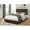 Brown, variant on Fabric Upholstered Queen Size Platform Bed with Nail Head Trim, Ivory