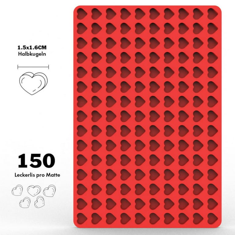ESHOO Silicone Mini Heart 150-Cavity Molds for Baking, Heart Shape Ice Cube Candy Chocolate Mold, Valentine Candy Molds, Red