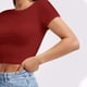 thumbnail image 4 of Fiudx Camisas de Mujer Blusas Cortas para Mujer, Camiseta con Cuello Redondo, Camisetas de Manga Corta Informales Ajustadas Sexys, 4 of 6