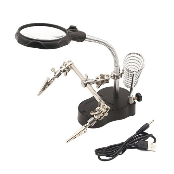 LED Enhancing Desktop Magnifier 4X Primary Lens For Craft Hobbyists Professional