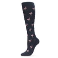 thumbnail image 4 of Wellfit Women's Fancy Flamingo Bamboo Blend 8-15mmHg Graduated Compression Socks, 9-11, Navy, 4 of 9