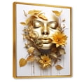 thumbnail image 2 of Designart "Woman Portrait in White and Gold with Leaves III" Fashion Framed Wall Art - Glam Gold Fashion Woman Hallway Framed Wall Art Decor, 2 of 6
