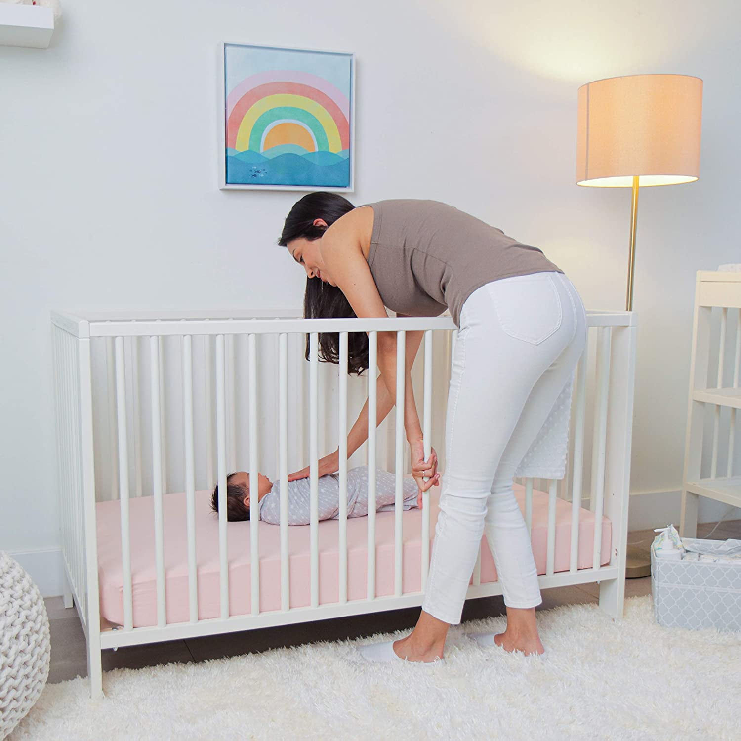 Comfy Cubs Fitted Crib Sheet – 100% Cotton Baby Crib Mattress Sheet, Snug Fit (Pink, Pack of 2)
