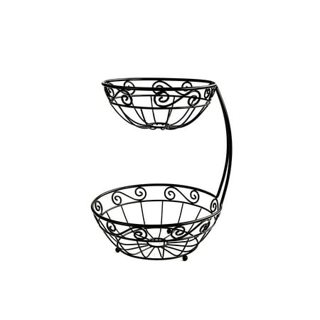 Scroll Fruit Stand Tiered Server Baskets 2 Tier Black Scroll Fruit Stand Tiered Server Baskets 2 Tier Black