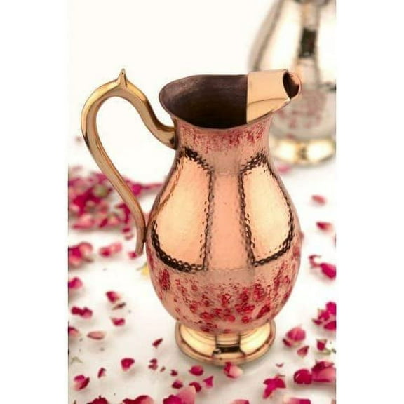 NEW J M JEWELS Heavy Gauge 100% Pure Solid Hammered Copper Moscow Mule Water Pitcher,70 fl. Oz.