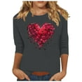 thumbnail image 2 of Jienlioq Chandail en Molleton de la Saint-Valentin pour Femmes Imprimé Décontracté Col Rond Manches 3/4 Gris Foncé 2TG, 2 of 4