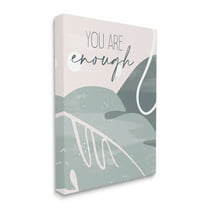 Stupell Industries You are Enough Phrase Soft Green Leaves Canvas Wall Art by Kim Allen