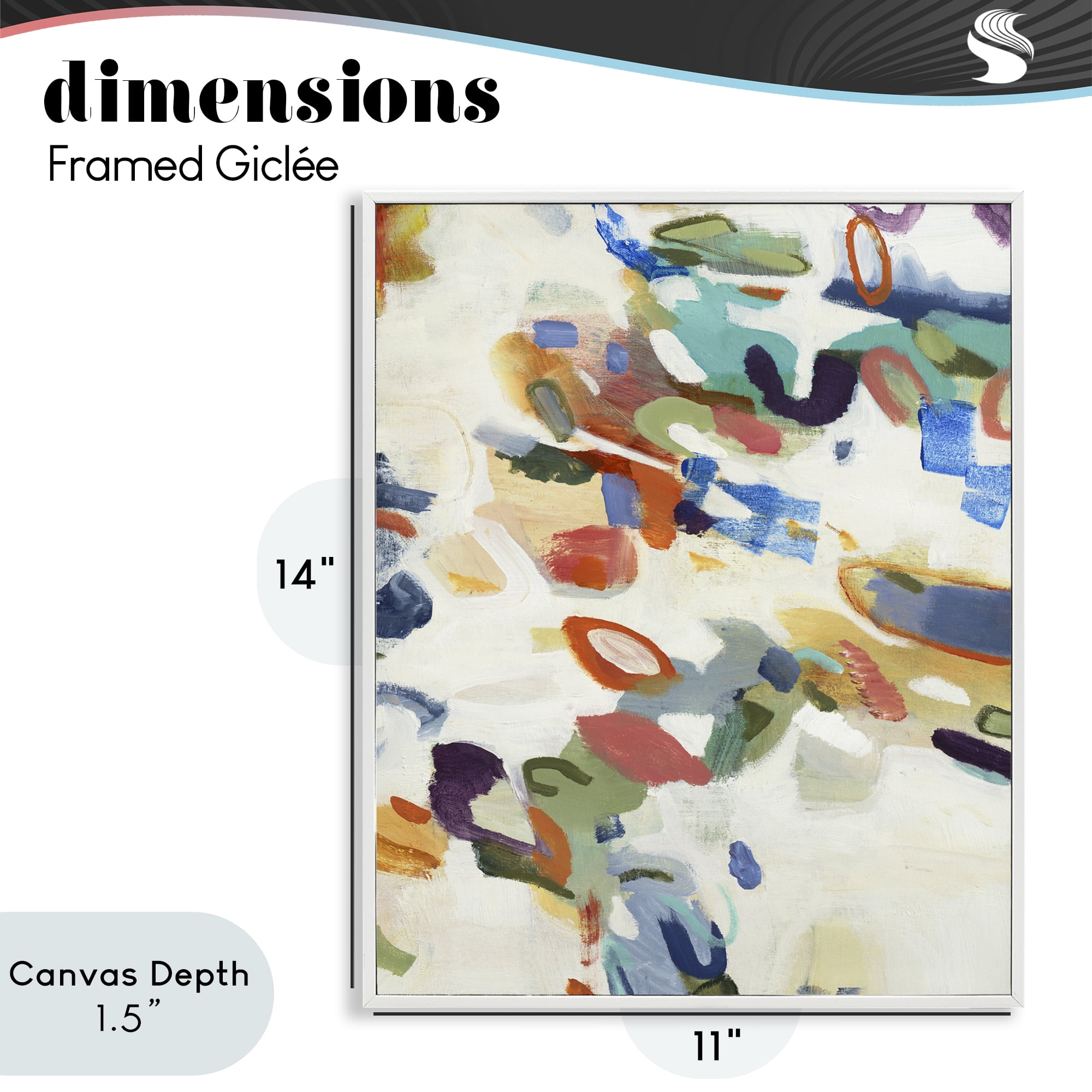 Stupell Industries Multihued Expressive Abstract White Framed Giclee Art, design by Lisa Ridgers