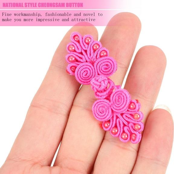 EXHUMKY Handmade Rosy Polypropylene Cheongsam Buttons for Sewing Accessories and Craft Projects
