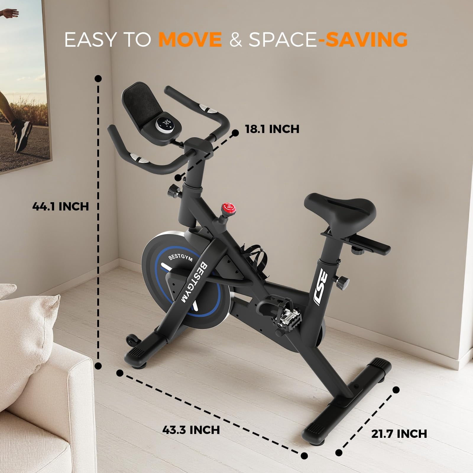 Exercise Bike,Magnetic Stationary Bike with App, Low Noise Indoor Cycling Bike with 330lbs Weight Capacity, Adjustable Seat, Tablet Holder, Water Bottle Holder for Home Fitness and Weight Loss