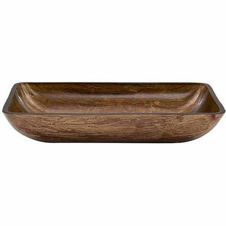 Rectangular Amber Ring - Vigo Rectangular Glass Vessel Bathroom Sink, Amber Sunset