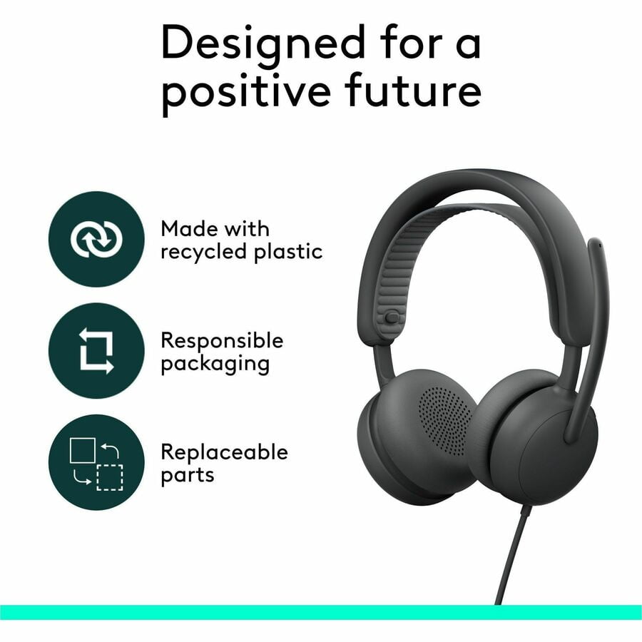 Logitech Zone Wired 2 for Business, Noise-Canceling Headset with Adaptive Hybrid ANC, Microsoft Teams Certified, USB-C with USB-A adapter, Graphite