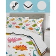 thumbnail image 3 of Twin Quilt Bedding Set, Cute Dinosaur Reversible Summer Quilt 3 Pieces, Cartoon Dino Funny Boys Girls Children Lightweight Bedspreads Coverlets with 2 Pillow Shams for All Seasons, 3 of 5