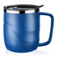 thumbnail image 1 of Taza de café de acero inoxidable 304 de 400 ml, con tapa y asa de doble pared, reutilizable y duradera para agua caliente y fría, café y té, azul, 1 of 8