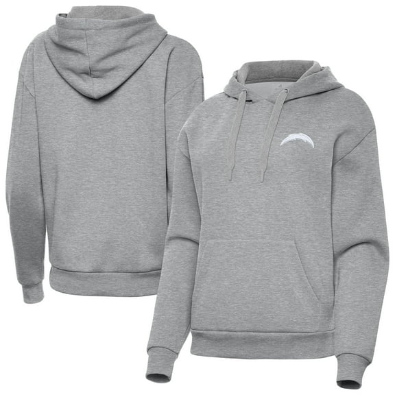 Women's Antigua Heather Gray Los Angeles Chargers Victory Pullover Hoodie