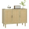 thumbnail image 1 of HOMCOM Bohemian Sideboard with 3 Rattan Doors and Shelves Oak, 1 of 10