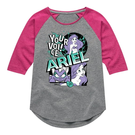 Disney Princess - Pop Art Your Voice Ariel! - Toddler & Youth Girls Raglan Graphic T-Shirt
