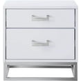 thumbnail image 3 of Sibylla White Chrome Side Table - 2 Drawers, Glossy Handle, Stainless Steel Polished Base, 3 of 8