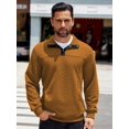 thumbnail image 2 of COOFANDY Men 1/4 Zip Sweatshirt Long Sleeve Stand Collar Henley Button V Neck Casual Knit Pullover with Pocket, 2 of 9