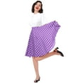 thumbnail image 6 of IBTOM CASTLE Women Pleated Vintage Skirt Floral Print A-Line Midi Skirts 50s Polka Dots Knee-Length Flared Swing Cocktail Party Dresses XXL Purple - Polka Dots, 6 of 8