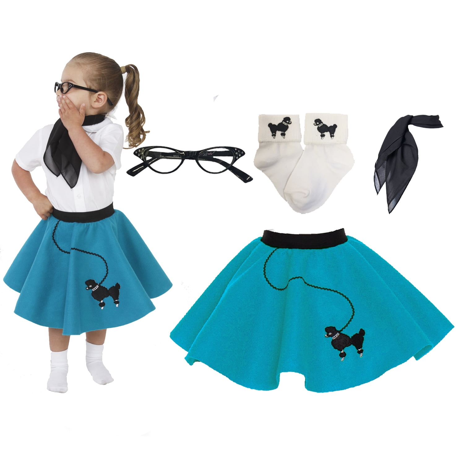 Pony Express Toddler 2-4 Hip Hip 50's Halloween Poodle Skirt Outfit Costume New 