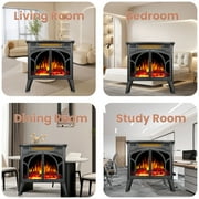 Electactic 25'' Electric Fireplace Heater, Overheat Protection Design, 3D Realistic Flame Effect, Independent Remote Control Fireplace, 500W/1500W, GREY