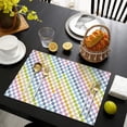 thumbnail image 4 of Colorful Checkerboard Pattern Summer Placemats Table Placemats Set Of 4-Linen Kitchen Washable Placemats Table Mats 11.8"x17.7" Non-Slip Heat Resistant, 4 of 6