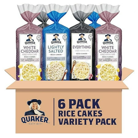 Quaker Large Rice Cakes 3 Flavor Topper Variety Pack Pack of 6 (BEST BY 08/01/2025)