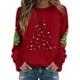 thumbnail image 2 of Chandails d'Hiver Grande Taille pour Femmes Chandail de Noël Imprimé Tête de Cerf Col Rond Manches Longues Sweat à Capuche Drôle Rouge TTG, 2 of 5