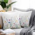 thumbnail image 2 of Pink Blue Floral Throw Pillow Covers 16x16 Inch Set of 2, Farmhouse Garden Flowers Botanical Waterproof Outdoor Pillow Covers, Decorative Cushion Pillowcases for Couch, Sofa, Bed, Garden, Patio, 2 of 9