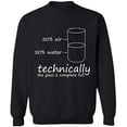 thumbnail image 2 of OXI Crewneck Sweatshirt - Technically The Glass is Full, Basic Casual Sweatshirts for Men's and Women Fleece Sweatshirt Long Sleeve - Black Small, 2 of 2