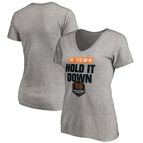 Women's Heather Gray Houston Dynamo Hometown Collection H-Town V-Neck T-Shirt