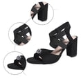 thumbnail image 5 of Xijirk Sandals Women Adjustable Ankle Strap Soft Suede Solid Block Heel Open Toe Sandals Daily and Beach Wear,7, 5 of 9