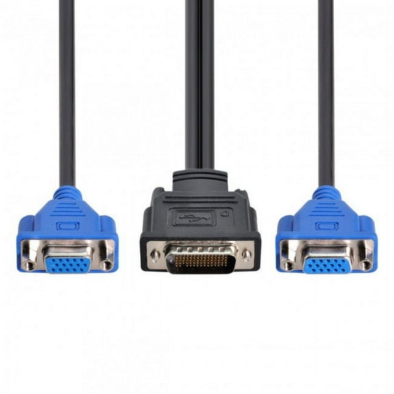 JSER DMS-59pin Male to Dual 15Pin VGA RGB Female Splitter Extension Cable for PC Graphics Card