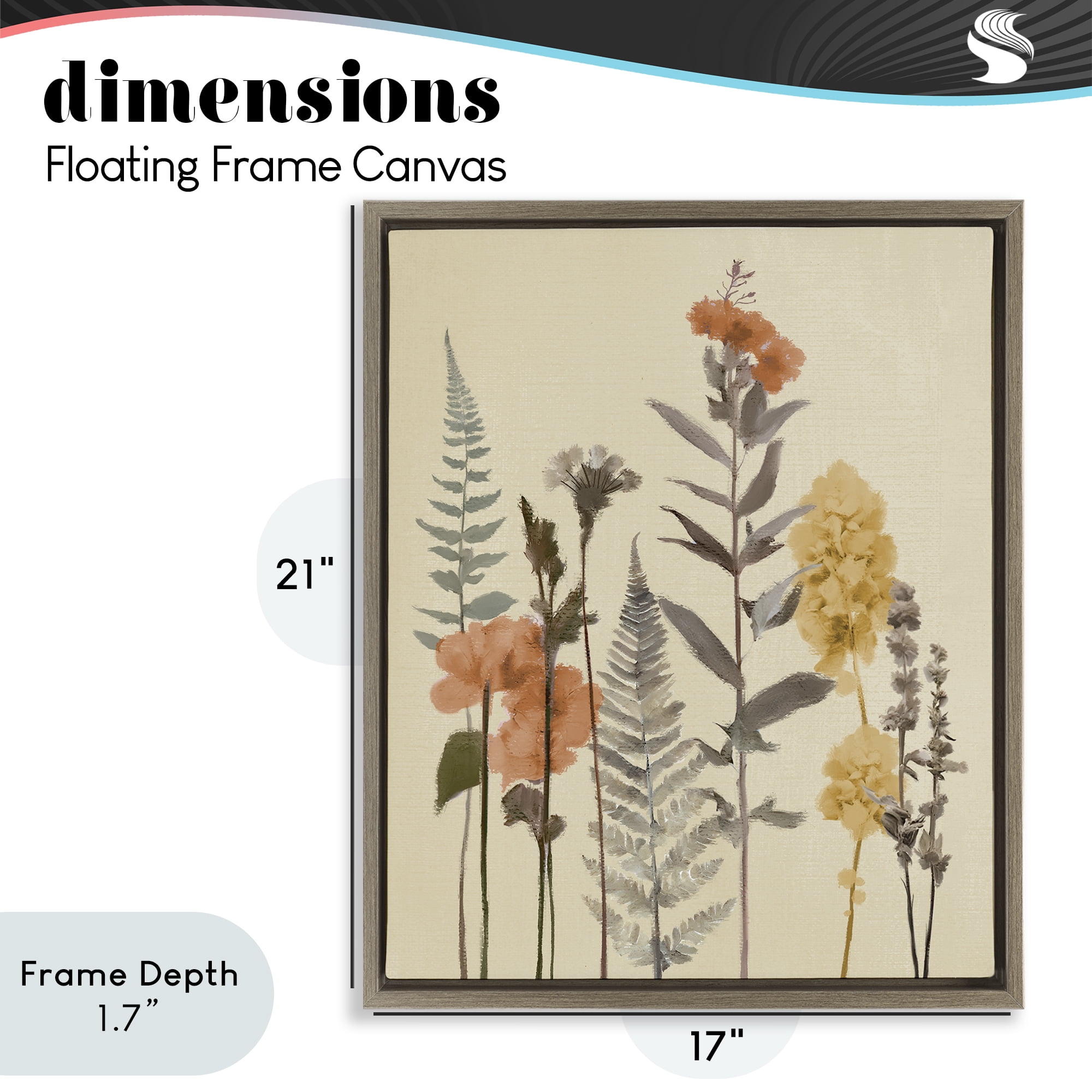 Stupell Industries Fall Botanicals Fresh Ferns Brown Framed Floater Canvas Wall Art, design by Elizabeth Medley