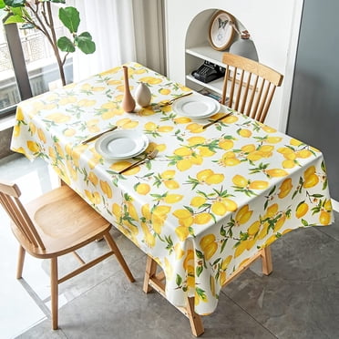 Joyfol Day Beige Linen Tablecloth With Embroidery - 86" X 55", Waterproof & Wrinkle-Free Farmhouse Style