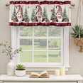 thumbnail image 2 of Christmas Gnomes Curtain Valances for Windows, Kitchen Valance Window Treatments Panel 2 Pack, Xmas Tree Snowflakes Winter Burlap Plaid Rod Pocket Short Curtains for Bathroom Bedroom 60 x 18 Inch, 2 of 8