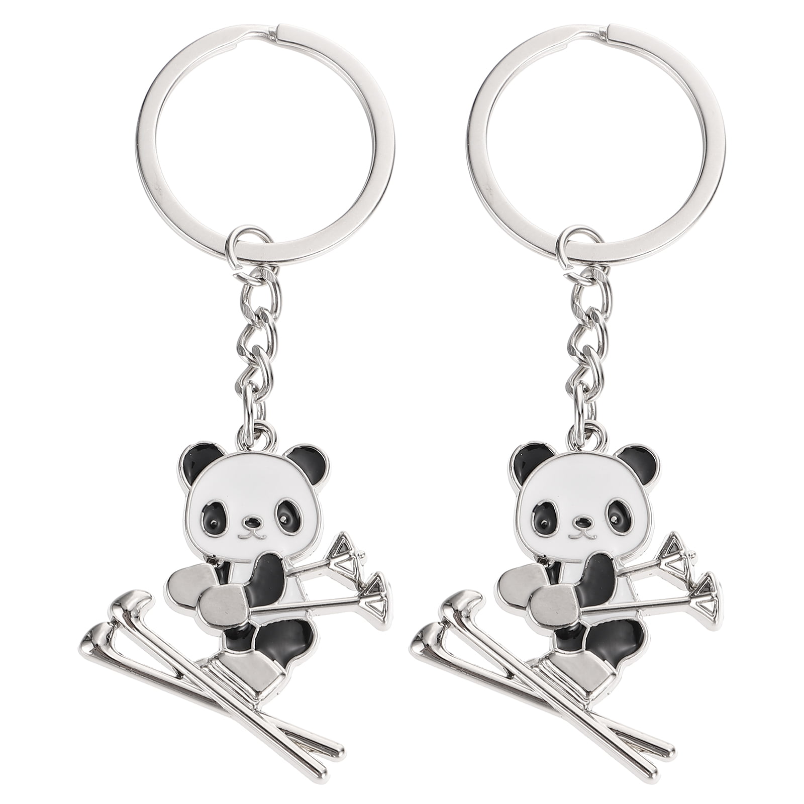 NUOBESTY 3pcs panda pu keychain couple keychain key holder for car key  chains cartoon key chains key ring backpack pendants creative key chain  decor